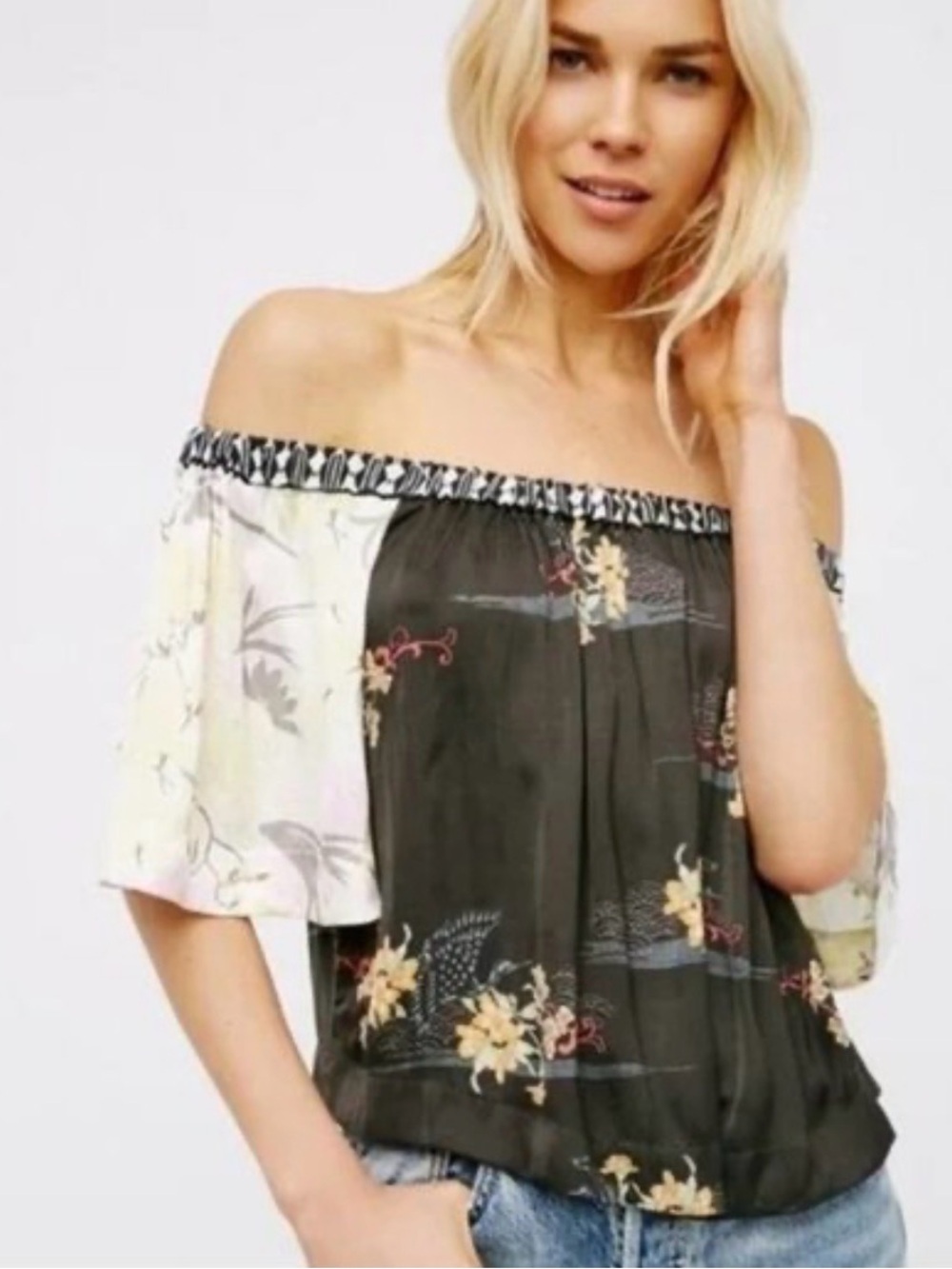 Free People Rockin’ Rochelle Off The Shoulder Blouse Size XS